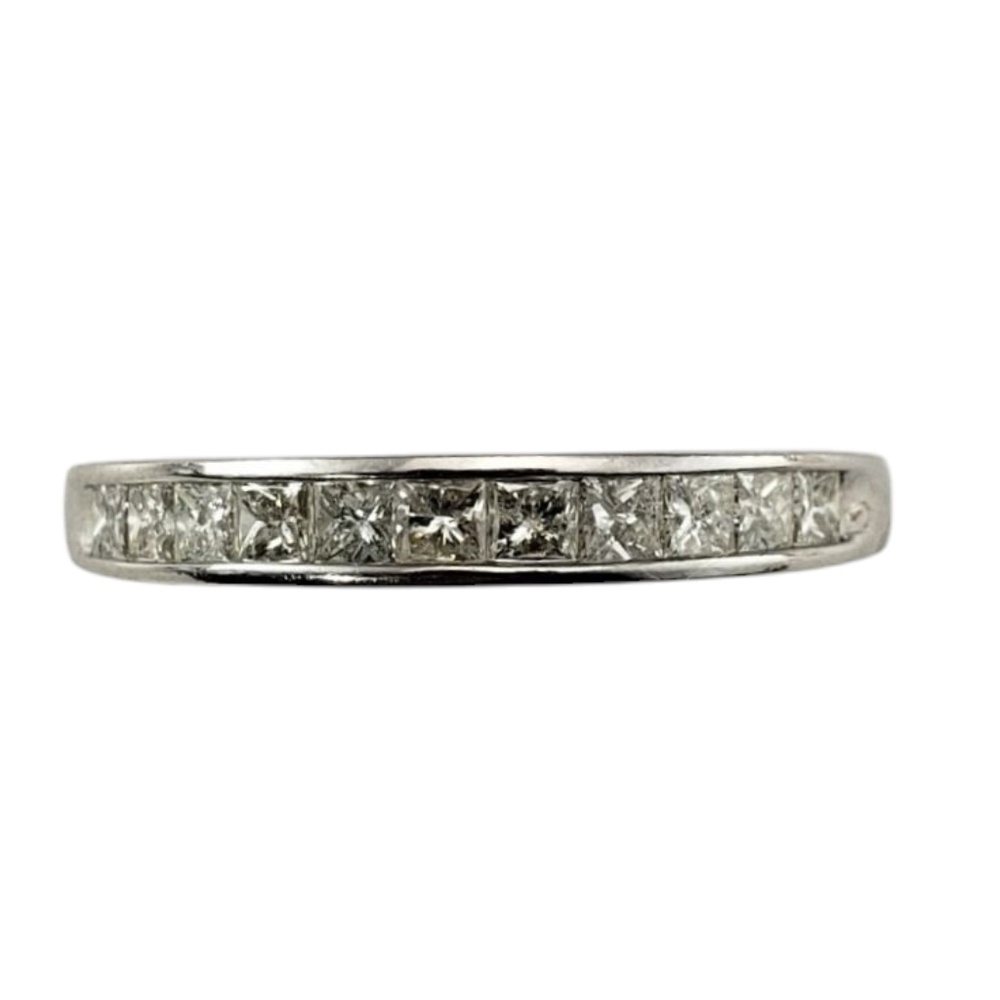 10 Karat White Gold Princess Cut Diamond Band Ring Size 7 #21238